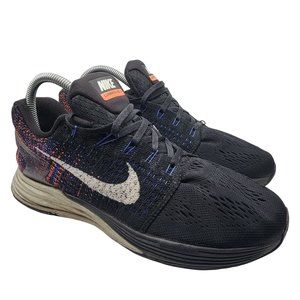 Nike Lunarglide 7 Running Shoes Womens Sz 8 Flyknit 747356-005 Black Galaxy